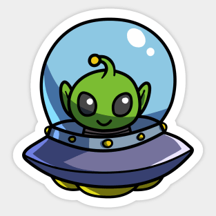 Alien Green UFO Sticker